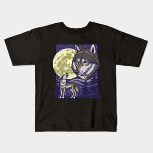 Wolves at Night Kids T-Shirt